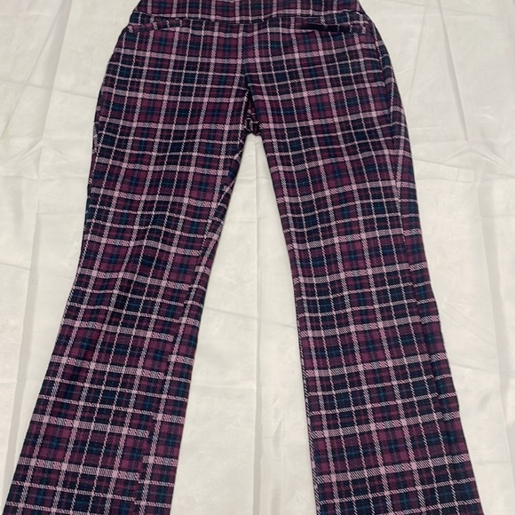 Purple Plaid Pull On Dress Pants from New York and Company, Size S - Picture 2 of 4